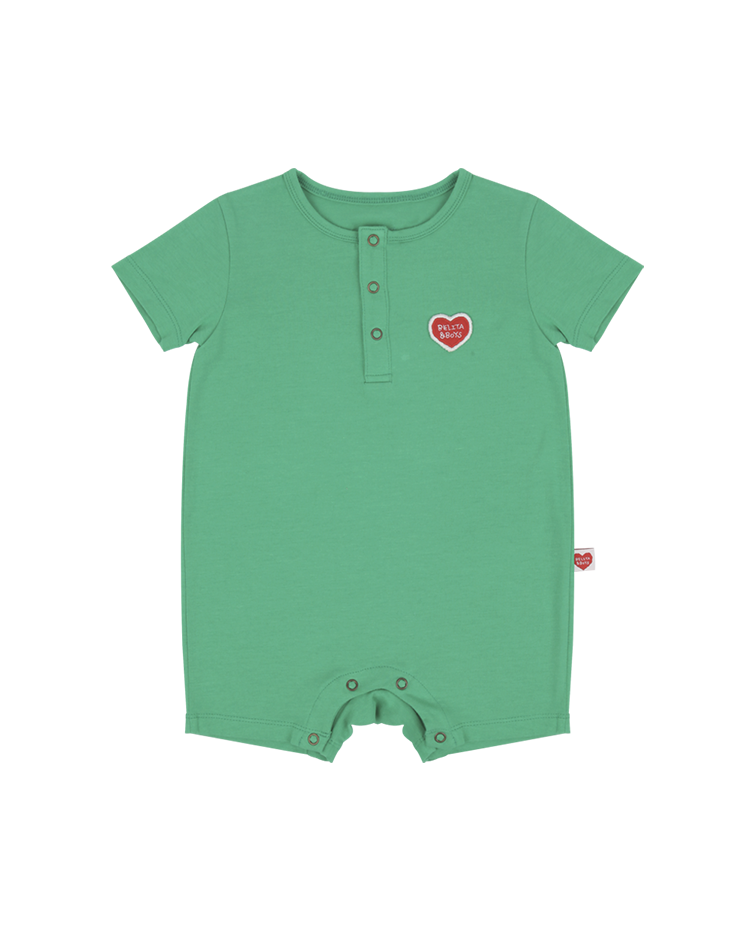 Green BB Heart Patch Short Bodysuit