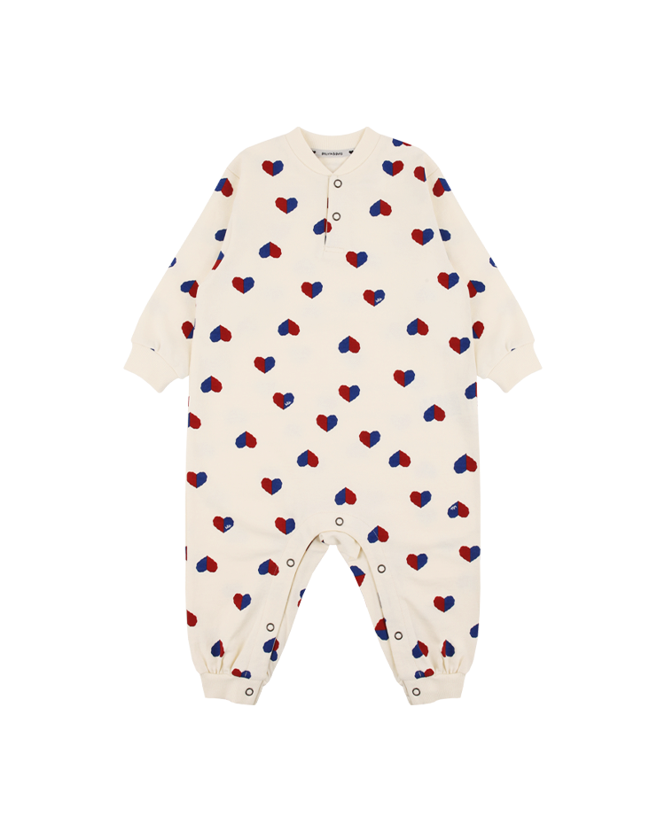 Ivory Red Blue Heart Long Jumpsuit