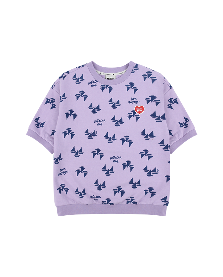 Lavender Sailboat Short Sweatshirt