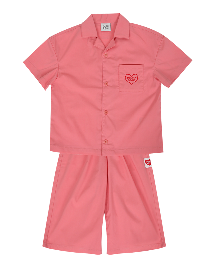 [SET] Pink Pocket Heart Shirt &amp; Crop