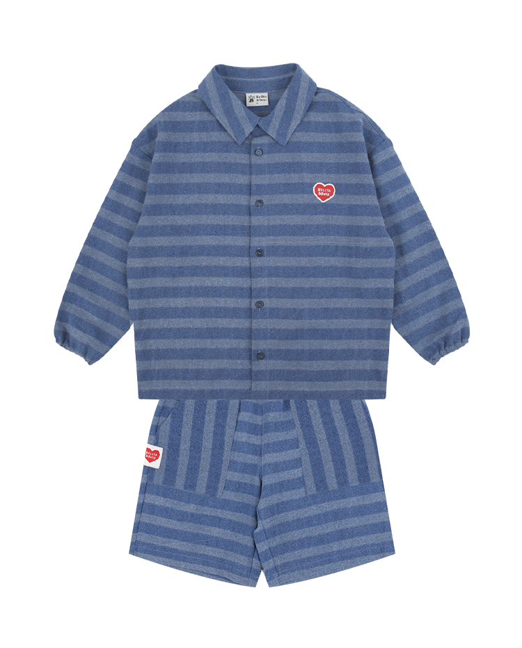[SET] Blue Stripe BB Heart Shirt &amp; Shorts