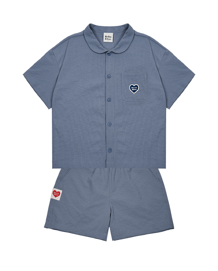 [SET] Grey BB Heart Patch Polysucker Shirts &amp; Shorts