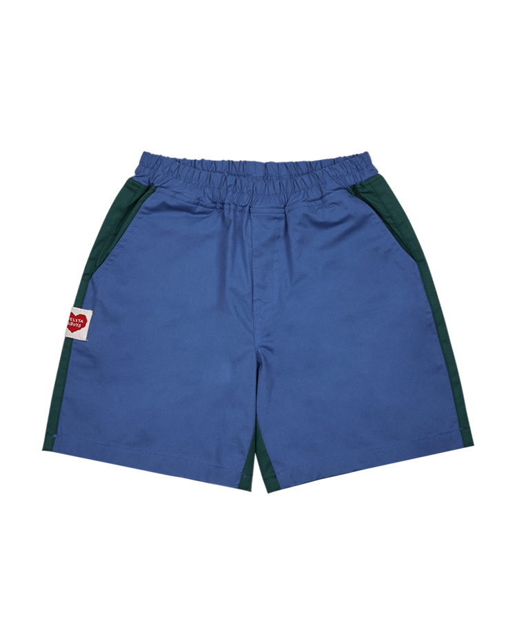 Blue Green BB Heart Color Block Shorts