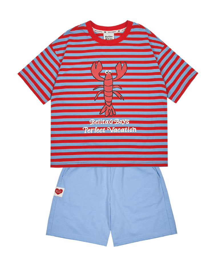 [SET] Red Stripe Lobster Shorts