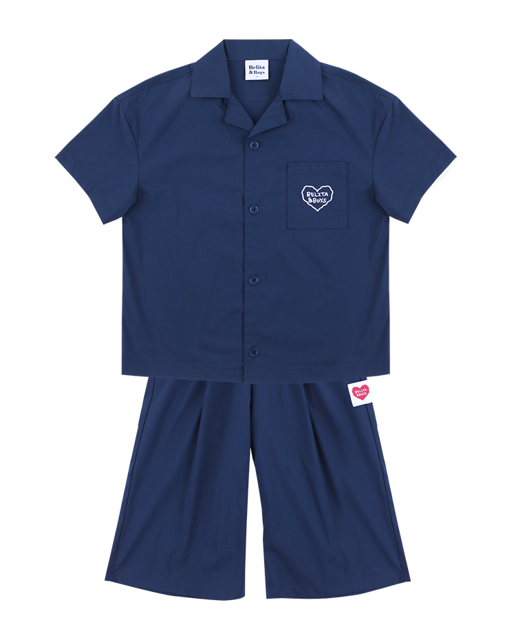[SET] Navy Pocket Heart Shirt &amp; Crop