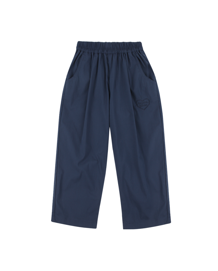 Navy BB Heart Semi-Wide Pants