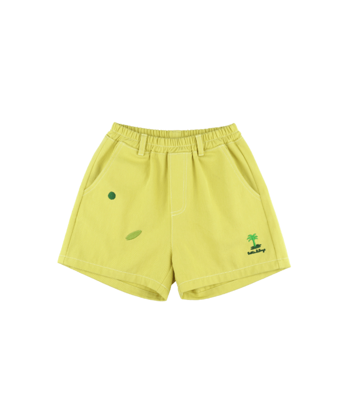 Lemon Palm Tree Embroidery Shorts