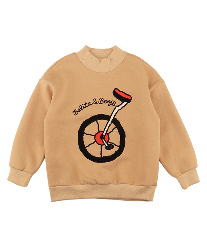 Beige Bicycle Highneck Sweatshirt