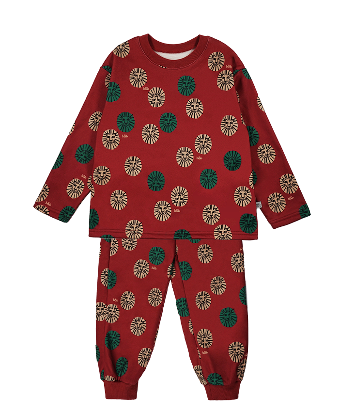 [SET] Burgundy Lion Winter Pajama