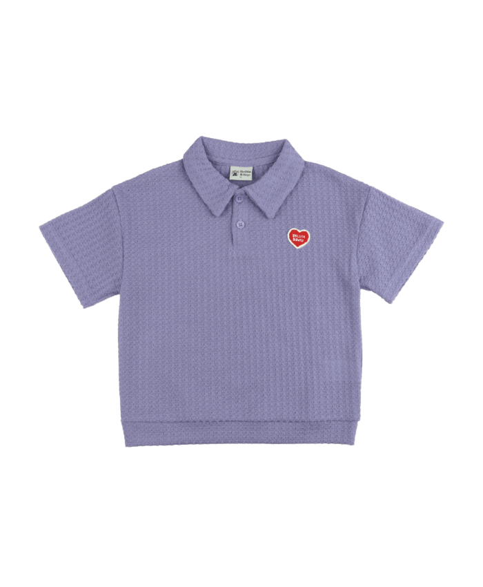 Lavender Heart Knit Collar Shirt