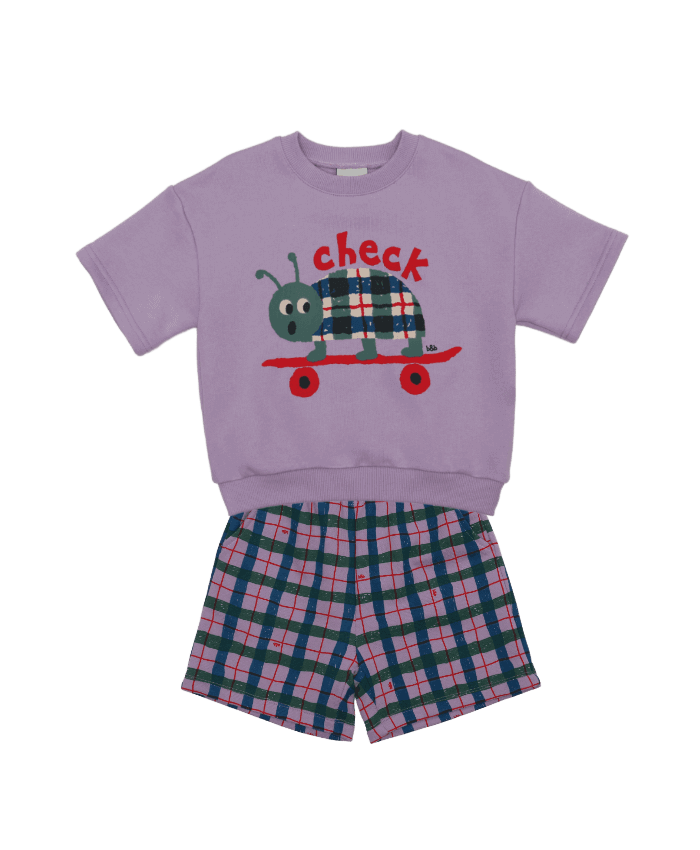 [SET] Lavender Check Shorts