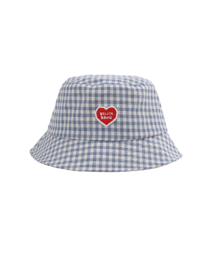 Lightblue Check Heart Bucket Hat