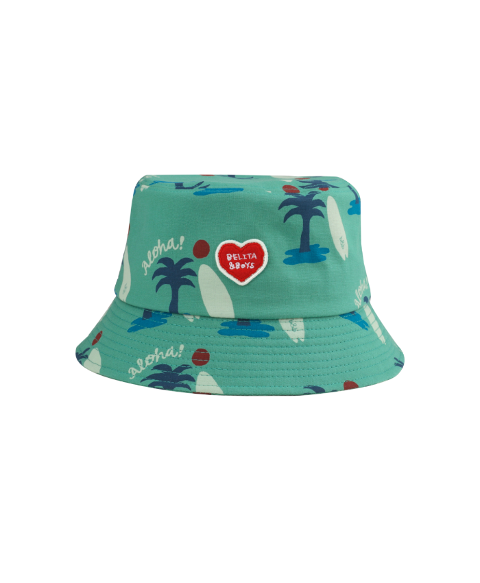 Blue Green Palm Tree Bucket Hat